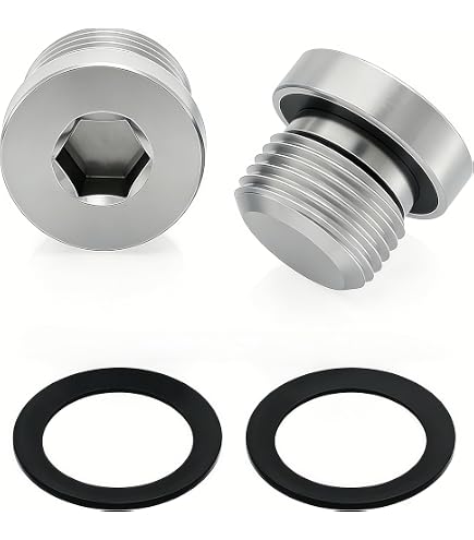 Uxcell M18x1.5 Stainless Steel Pipe Plug – Inner Hex Head With Green O-Ring For Exhaust & Drain Sealing