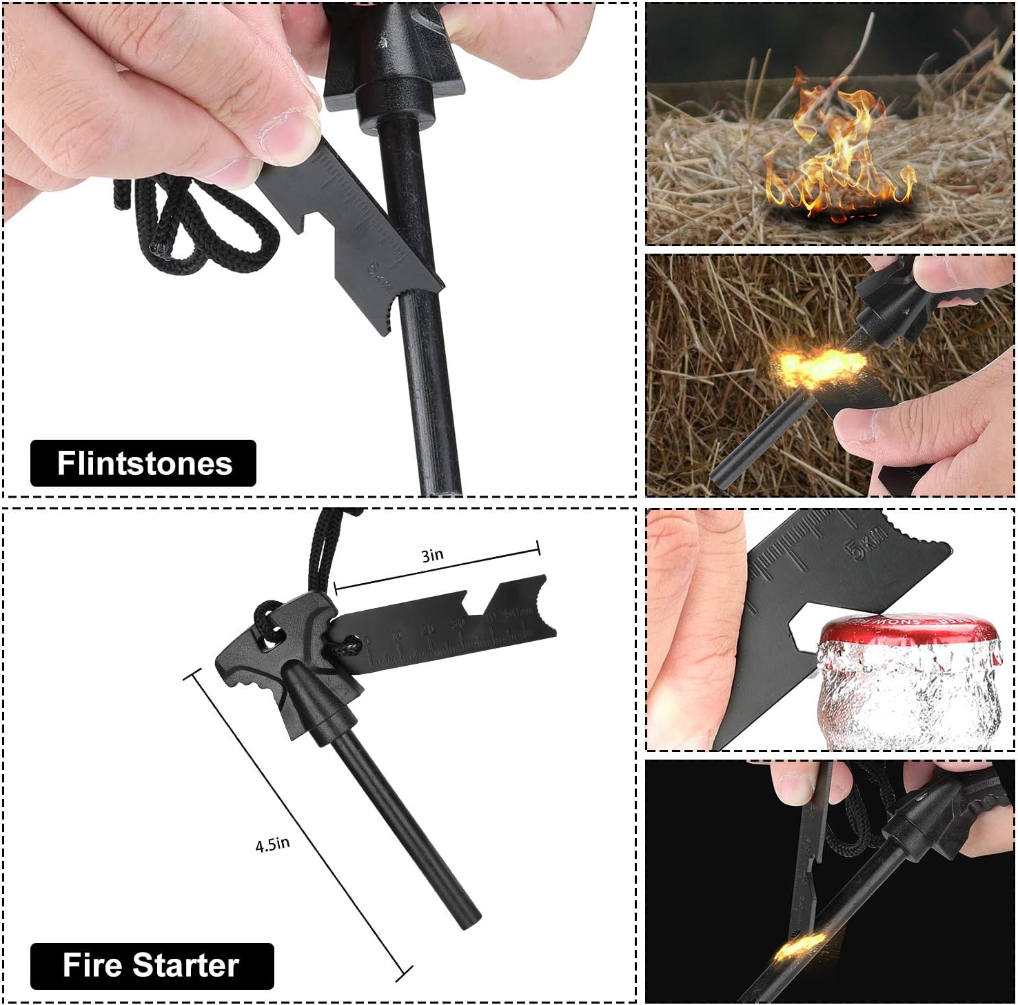 ProCase Survival Kit (40 in 1) for Camping Hiking, Outdoor Gear Tool and Equipment with Survival Bracelet, Fire Starter, Compass, Medical Supplies, Gifts for Men Dad Boyfriend Fathers Day -Black: Sports & Outdoors