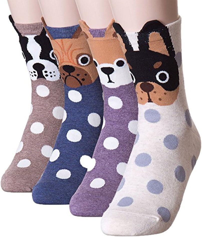 Womens Girls Best Socks Collection - Novelty Cute Lovely Animal Character Design Patterned, Perfect Secret Santa Present - Good for Gift Under $20 - One Size Fits All (Ear Cuff Puppies)