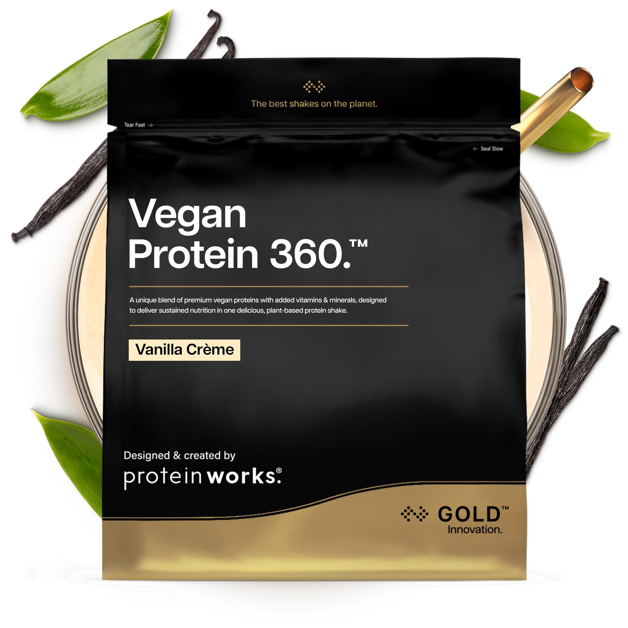 Protein Works | Vegan Protein 360 - Gold Innovation, Vanilla Crème, 66 Servings, 100% Plant Based & Natural, Premium Multi-Protein Blend, Low Fat Shake, Low Calorie Shake, 2kg