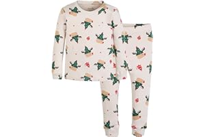 moimoln Sibling Matching 6M-8Y Soft Warm Cotton Modal Character Long Sleeve Snug-Fit Pajama Long Sleeve Sleepwear Daily