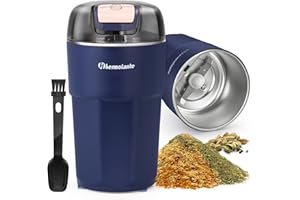 Hermolante Herb Grinder Spice Grinder, One-key Herb Spice Grinder with 304 Stainless Steel Blades and Cleaning Brush, Electric Grinder for Herb, Spices, Coffee, Nuts, Seeds,etc.