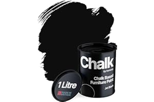 Hemway - Chalk Based Furniture Paint - Black 1 L | Chalky Matt Shabby Chic Finish For Interior & Exterior Home Decor | Quick 