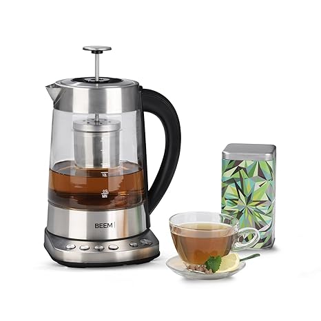 BEEM TEATIME Tee- und Wasserkocher - 1,7 l | BASIC SELECTION | Integriertes Teesieb | Edelstahl | 4 individuelle Tee-Programm