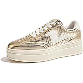 LUCKY STEP Women's Platform Fashion Sneakers Thick Sole Suede Faux Leather Classic Rubber Gum Sole Low Top Casual Walking Shoes