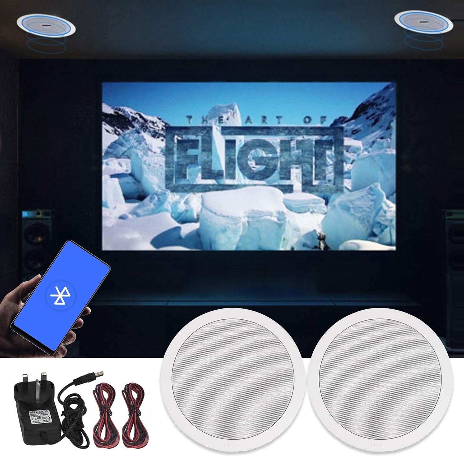 Bluetooth Ceiling Speakers, Wireless Bluetooth Amplifier 2 X 5 inch ceiling Speakers for Home