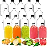 Tebery 20 Pack Glass Flask Liquor Bottle with Black Caps, 6.6OZ Drink Bottles for Beer Milk Beverage Perfume Oil Sauce Whiskey Soda Liquid
