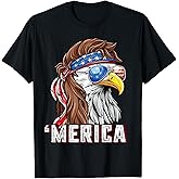 Merica USA American Flag Patriotic 4th of July Bald Eagle T-Shirt