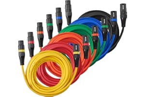 VEVOR XLR Cable 20 ft, 6 Pack, Shielded Balanced DMX Male to Female Microphone Cables, Gold-Plated 3-Pin XLR Mic Speaker Cord