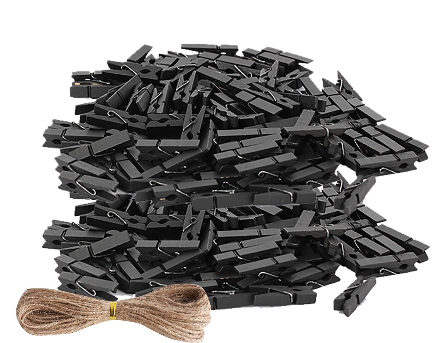 Photo 1 of 1 inch Wooden Mini Clothespins Chip Clips Wooden, Mini Clothespins for Photos, Small Clothes Pins for Photos Crafts, Photos, Home, Arts (Black)