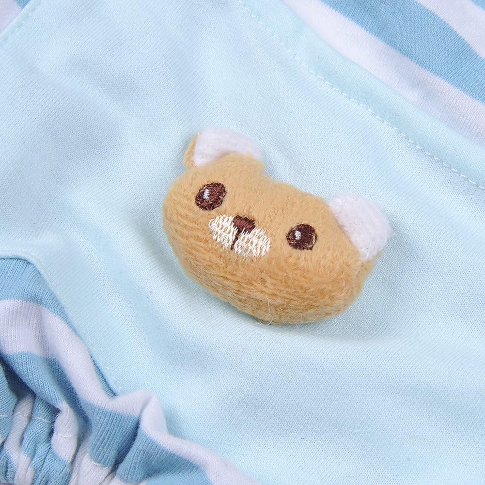 Soft Cotton Pet Dog Pajamas Strip Jumpsuit Cute Dog Cat Clothes Apparel for Summer Cool Weather (XL, Blue Strip) - Image 5