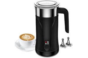 Ovetedot Milk Frother, 4-in-1 Milk Frother and Steamer, 10.1oz/300ml Automatic Warm and Cold Foam Maker, Electric Milk Frother for Coffee, Latte, Cappuccino, Macchiato, Hot Chocolate(Black)
