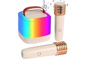 COIVNL Mini Karaoke Machine for Kids Adults- Portable Bluetooth Speaker with 2 Wireless Microphones, Musical toys for kids, Birthday Gifts for Girls Ages 4, 5, 6, 7, 8,9,10,11,12+ Years Old Toddler Teens