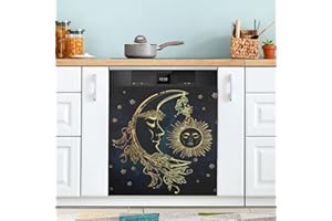 JIPONI Dishwasher Magnetic Cover Ethnic Moon Sun Star Dishwasher Magnetic Kitchen Art Decor, Dishwasher Magnetic Sticker 23 W x 26 H Inch