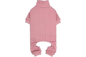 JAMKTEPAT Dog Sweater Turtleneck Knitted Pet Clothes Solid Color Puppy Sweater Warm Dog Sweaters for Small Medium Dogs(Pink&S/M)