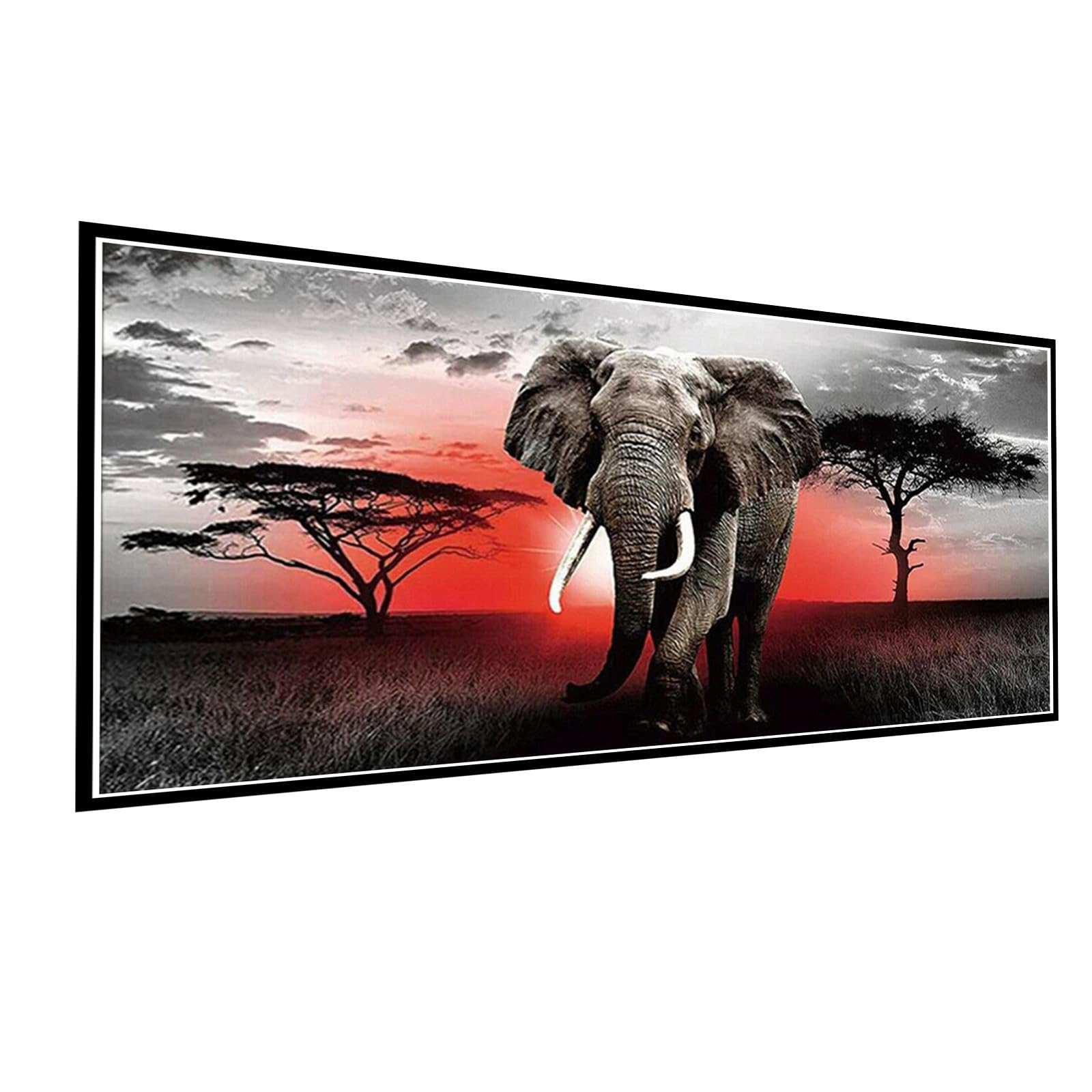 AOAOBIGS 5D Diamond Painting Kits for Adults,Elephant Large Diamond Art Full Drill Round Dots Gem Art Crafts Diamond DIY Kits,Wall Decor Home Office Decoration(35.4inch*15.7inch) Without Frame