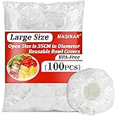 MAQIHAN 100 Bowl Covers Bread Proofing - Extra Large Plastic Wrap for Food | Stretch Elastic Food Covers for Outside, Reusable Shower Caps for Sourdough Bread Starter Basket, Baking Essential Supplies