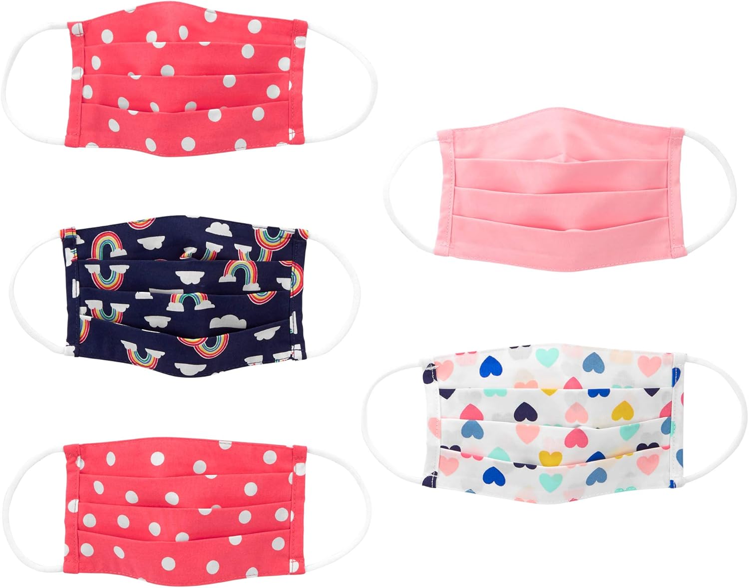 Simple Joys by Carter's Kids' 5-Pack Face Masks, Rainbows/Dots, One Size: Clothing
