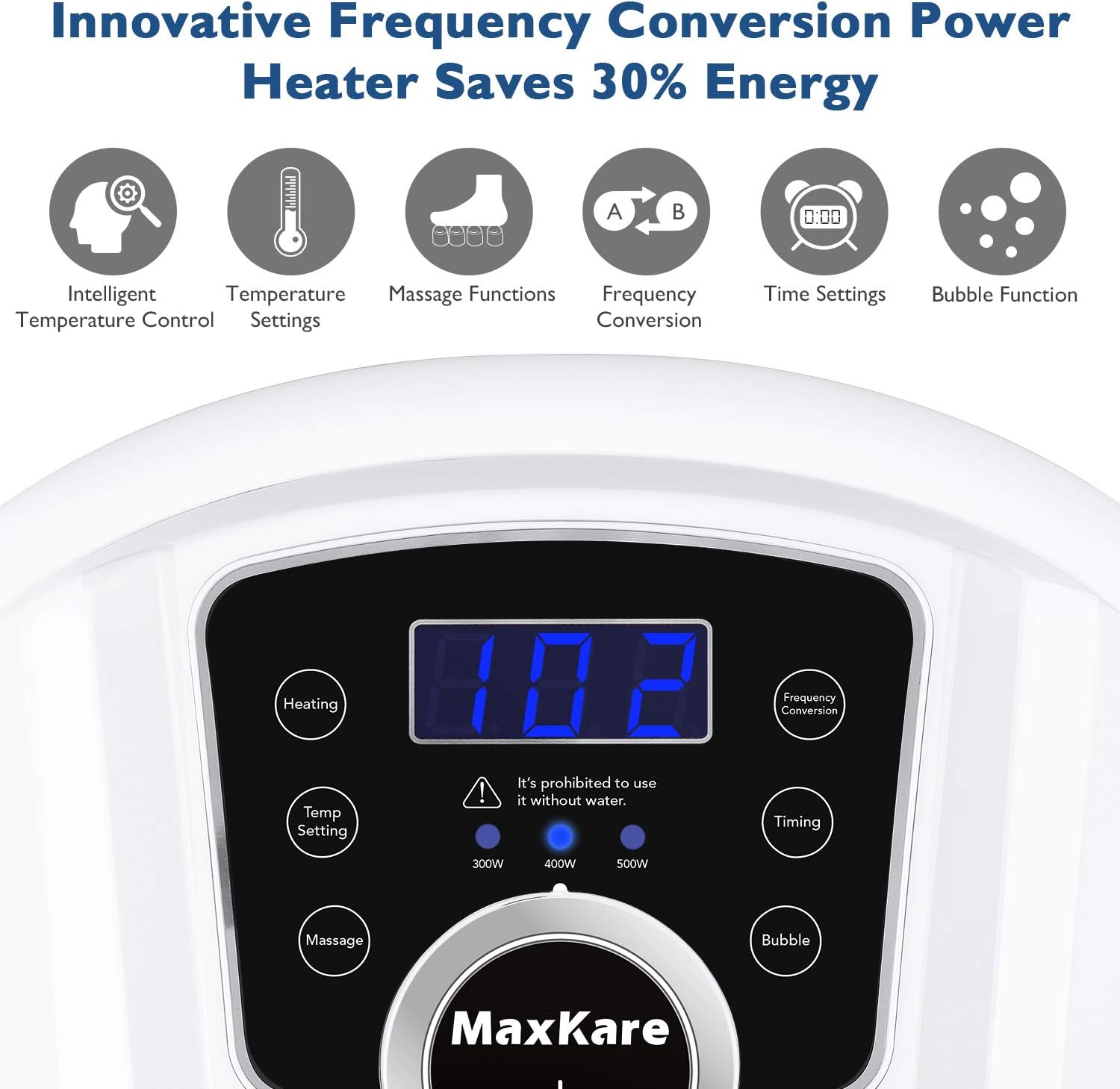 Foot Spa Bath Massager 6 in 1-Heat, Bubbles, Vibration, 4 Motorized Massage Rollers, Frequency Conversion, Time & Temprature Settings, Soothing Tired Feet Relaxation Ergonomics Design for Home Use: Health & Personal Care