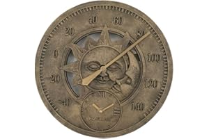 Headwind Consumer Products 850-0051 Fahrenheit Thermometer/Clock with Sun and Moon 12"