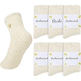 6 Pairs Fuzzy Socks Bridesmaid Proposal Gifts Set Cozy Soft Slipper Socks Wedding Party Favors for Women