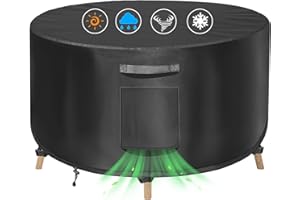 TOHONFOO Round Patio Table Cover, Outdoor Table Covers Waterproof, UV Resistant Outdoor Lawn Patio Furniture Covers, 36" Dia x 28" H