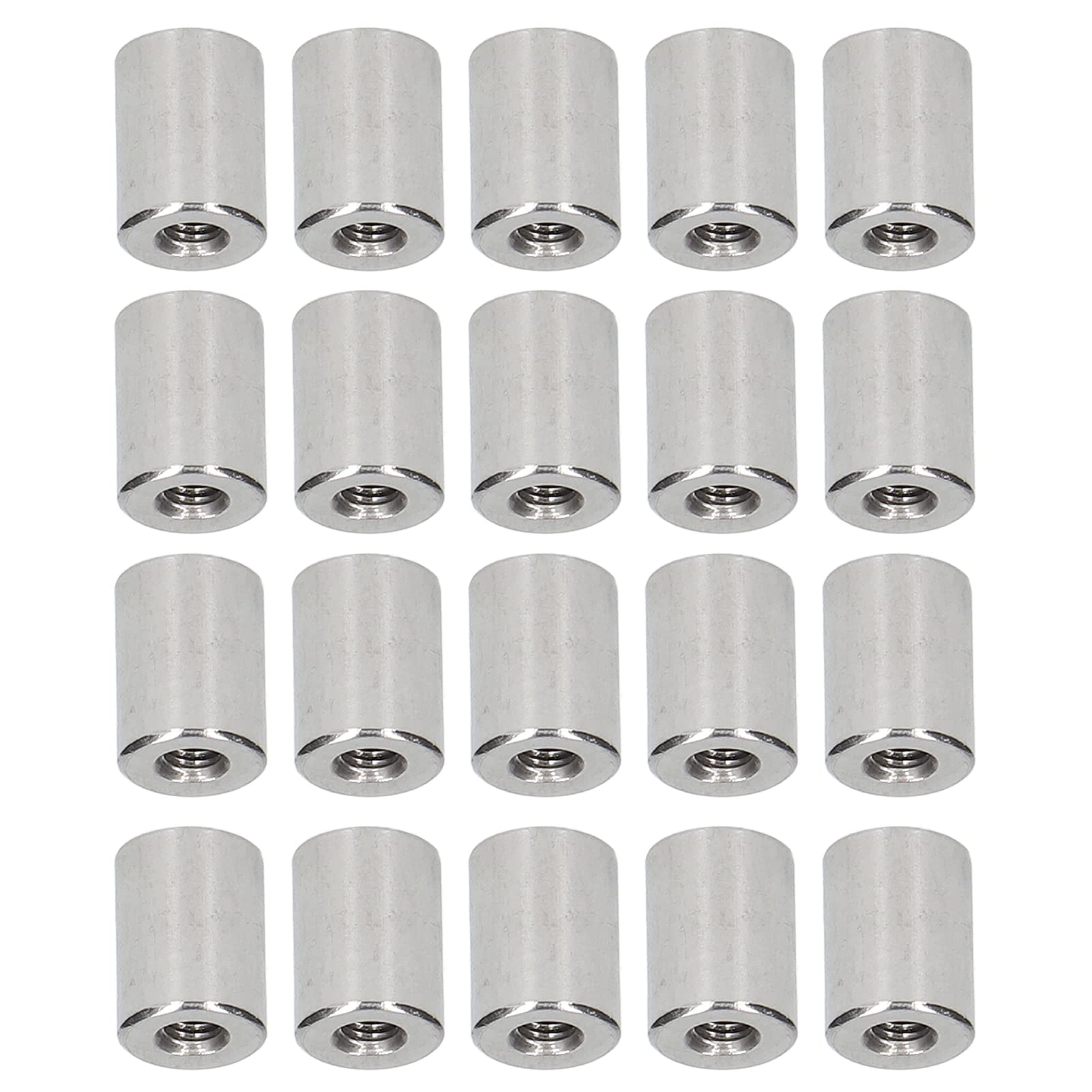 20Pcs Coupling Nut M5x0.8 12 L16mm 304 Stainless Steel Threaded Sleeve Rod Bar Stud Tube Nuts Round Round Coupling Nut Rod Bar Stud Female Thread
