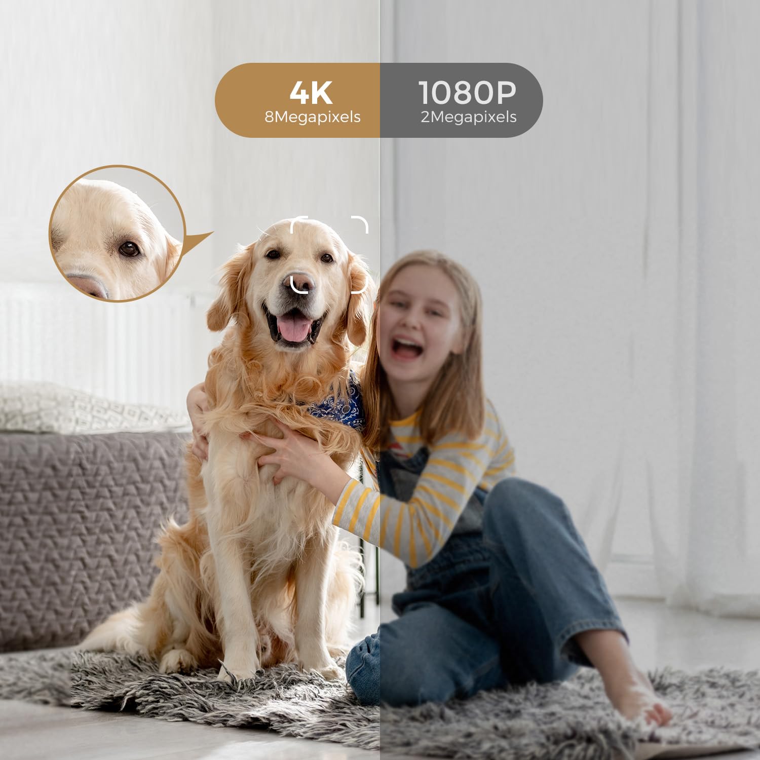 ARPHA 4K Indoor Security Camera, WiFi Pet Camera for Home Security with PIR Human Detection, Sound Detection, Night Version Two-Way Talk, Support TF Card & Cloud Storage