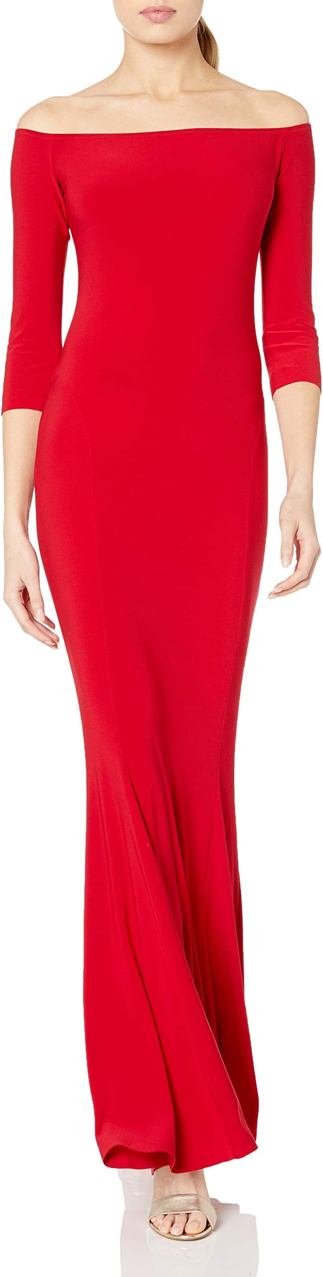 Women's Off Shoulder Fishtail Gown in Red