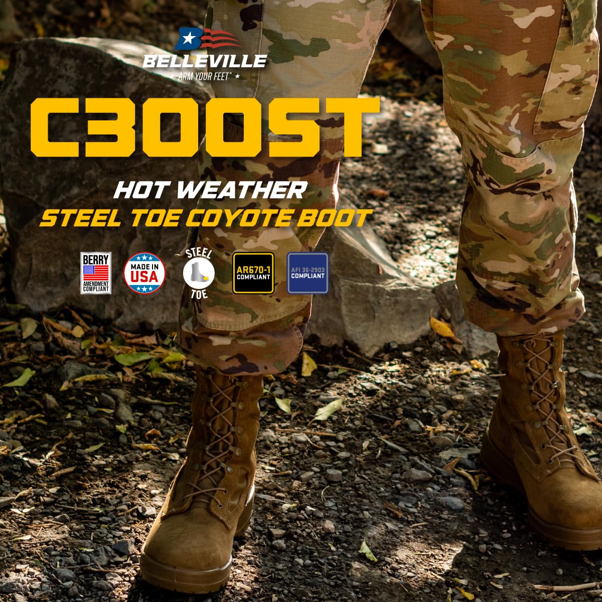Belleville C300 ST 8 Inch Army OCP ACU Hot Weather Steel Toe Combat