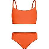 CRZ YOGA Girls Bikini Set 2 Piece Swimsuit - Beach Sports Bathing Suit Scoop Neck Adjustable Straps Padded Kids Teen