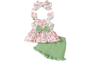 PaPaai Sara Toddler Baby Girls Summer Clothes Infant Outfits Tank Top Shirt Cute Shorts Set