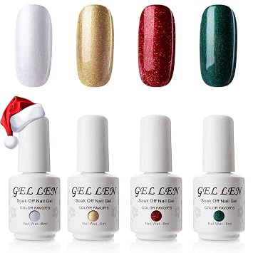 Amazon Com Gellen Christmas Holiday Series 4 Colors Gel Nail
