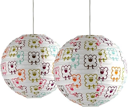 2 Stück Lampenschirme Lampions"Schafe und Lämmer Comic BD. 30 cm