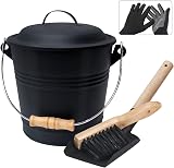 BRIAN & DANY Ash Bucket 5L with Lid Shovel Hand Broom Fireplace Kit view 1