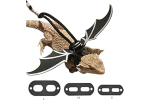 KUDES Adjustable Bearded Dragon Leather Harness Leash (S,M,L,3 Pack) with Cool Wings for Lizard Reptiles Amphibians and Other Small Pet Animals (Silver)