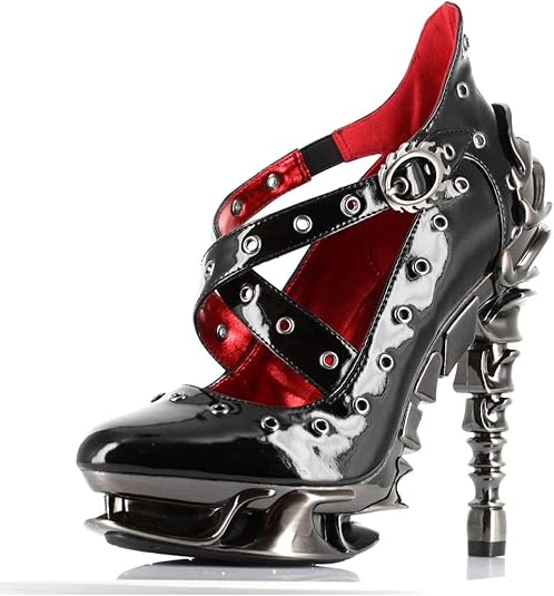 black patent leather pumps