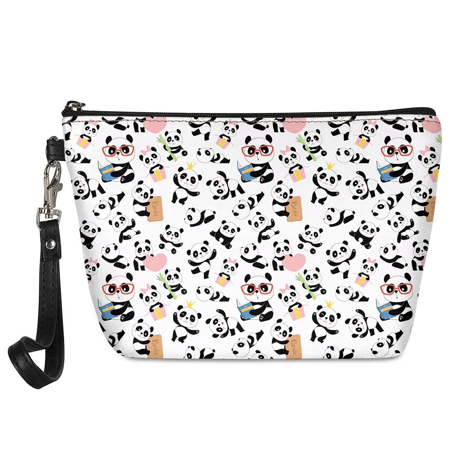 Showudesigns Panda Makeup Bag for Women Girls Gifts Coin Purse Travel Organizer Cosmetic Case/Pouch/Clutch Cartoon Animal Print White