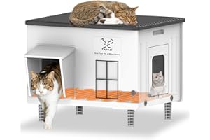 Dahivs Indestructible Heated Cat House for Outside, Large Heated Outdoor Cat House 100% Weatherproof with Escape Door, Outdoor Cat Shelter for Multiple Cats Feral Stray Kitty. 21.7"x17"x17.5"