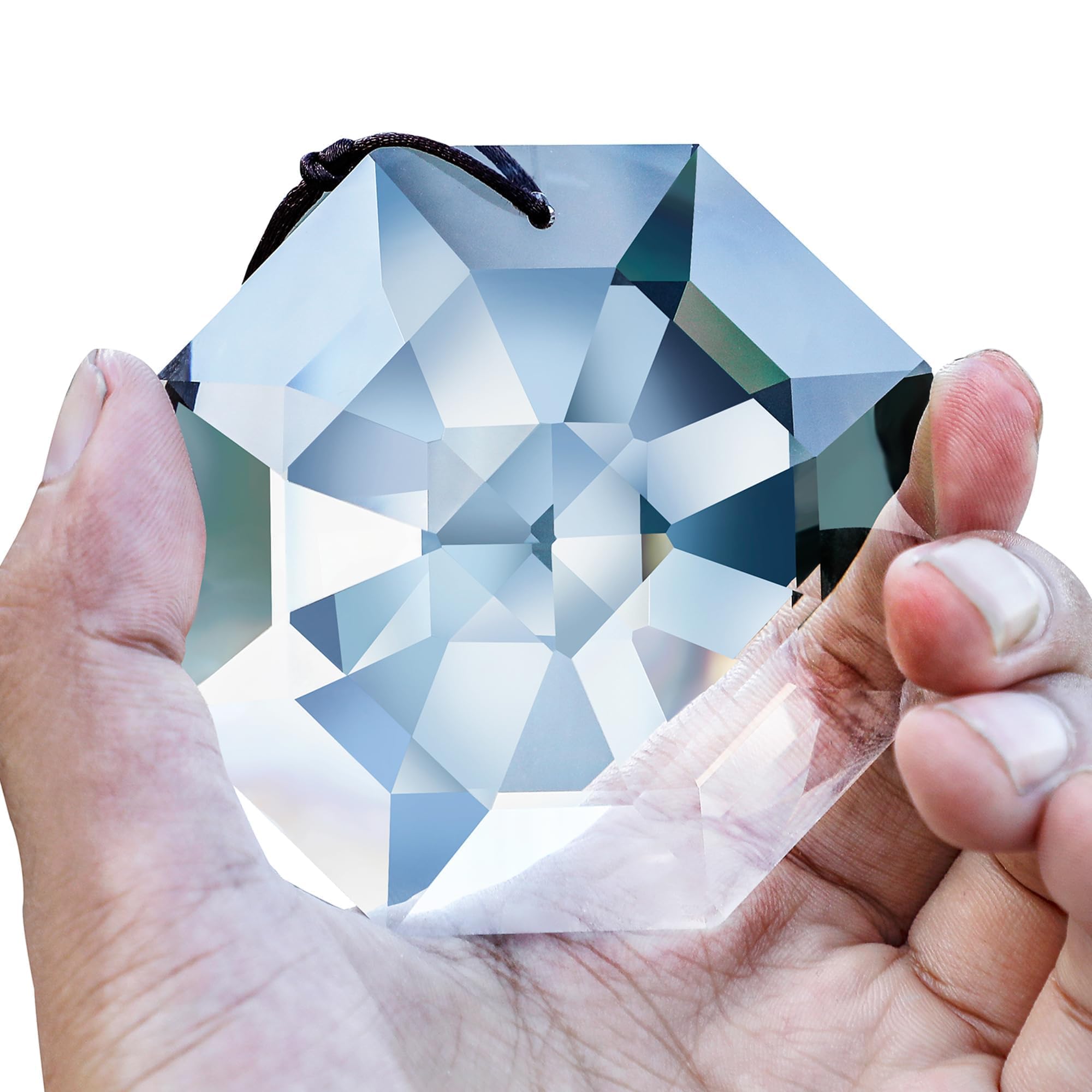 Large Crystal Octagonal Beads Sun Catcher Prisms For Window Decor Rainbow Prisms Suncatcher Hanging Ornament (3inch,Clear)