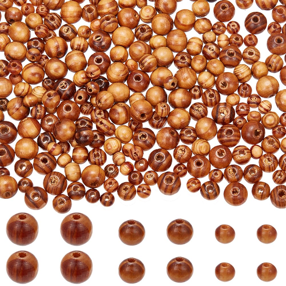 GORGECRAFT 300Pcs Natural Wooden Beads - 3 Sizes BurlyWood Round Wood 6mm 8mm 10mm Diameter Spacer Balls for DIY Crafts Necklace Bracelet Jewellery Making Christmas Hanging Ornaments — image 1