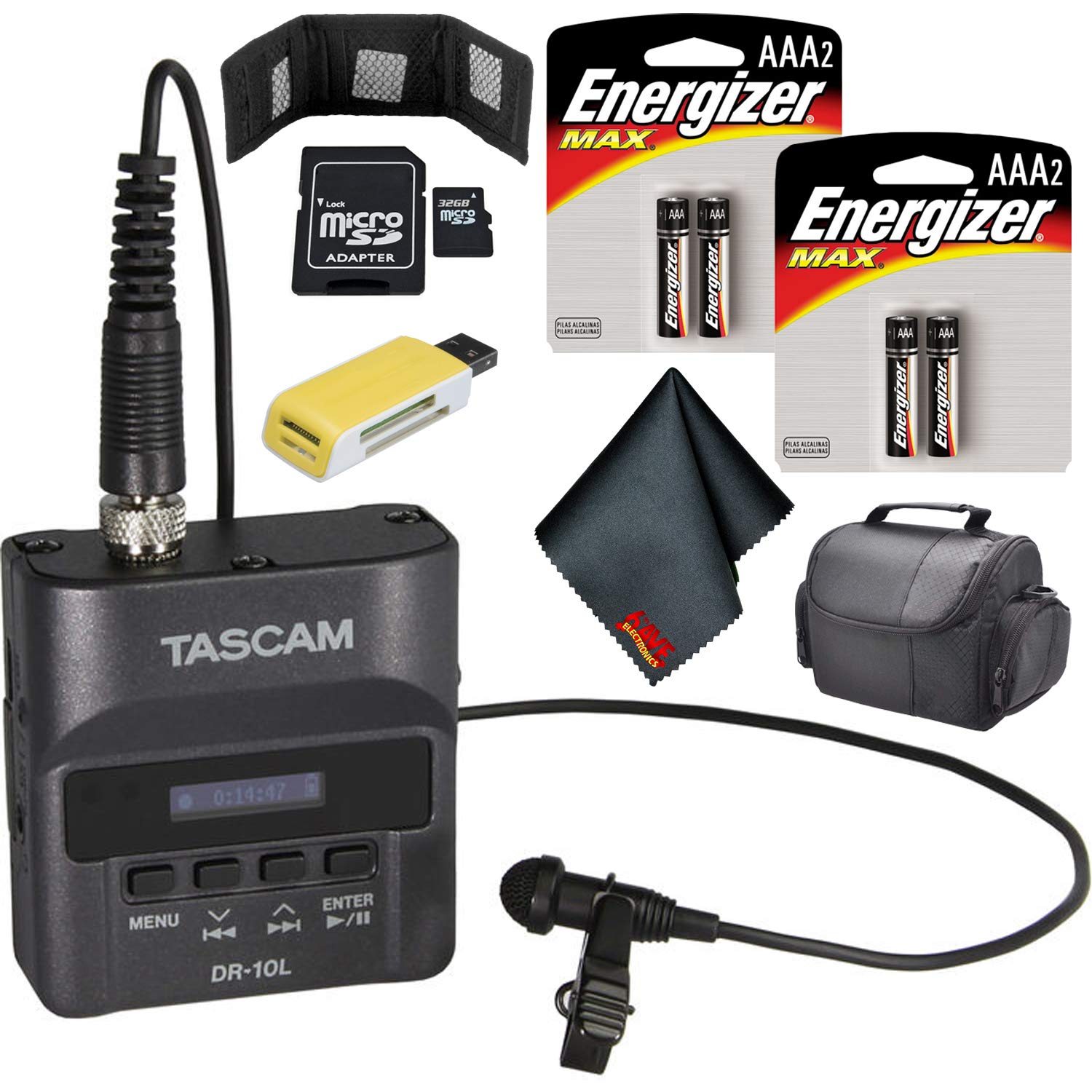 Tascam DR10L Digital Audio Recorder +Lavalier Mic (Black) Standard
