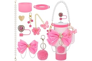 UKQRRTC 9 Pcs Stanley Cup Accessories Set, Tumbler Decoration Kit for 40oz / 30oz / 20oz Tumblers, Including Water Bottle Han