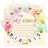 Lorenleya Big Sister Bracelets, Heart Charm Beads Stackable Bracelet Surfer Stretch Accessories Jewelry Gift for Big Sis