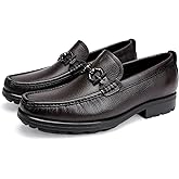 Men's Premium Leather Dress Shoes, Luxury Buckle Handmade Dress Loafer Party Shoes Wedding Casual Slip on Loafer for Mens