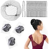 80Pcs Hair Nets for Buns -Black Ballet Bun Nets &amp; Hair Pins for Girls &amp; Women Invisible Bun Covers for Women's Hair 30Pcs 12Inch Nets and 50Pcs Hair Pins for Buns Ballet Bun Kit