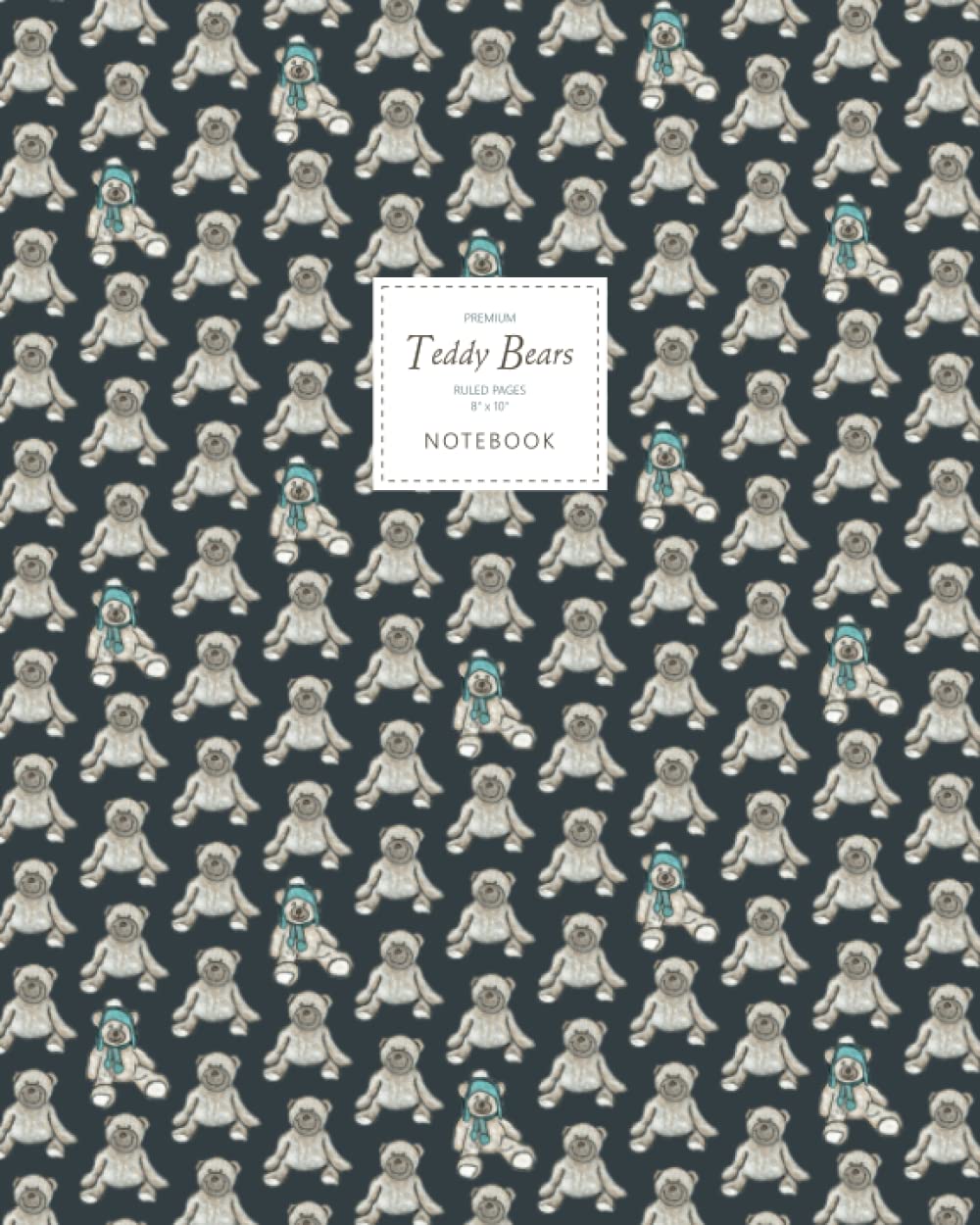 Teddy Bears Notebook - Ruled Pages - 8x10 - Premium (Dark)