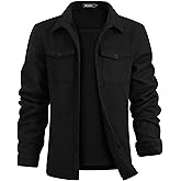 WULFUL Men's Flannel Fleece Jackets Sherpa Lined Shirt Jacket Plaid Jackets Shacket Winter Outerwear Warm