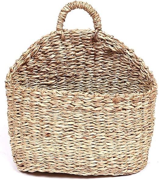 MCC Cesta de Mimbre con asa Carro de Almacenamiento Hecha a Mano de