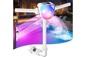 KSHEAT 2 in 1 Pool Fountain with 7-Color LED Solar Lights, 360 Degree Adjustable Pool Water Fountain Pool Sprinkler Fountain, Dual Spray Sprinkler Pool Fountains Sprayer Cool for in/Above Ground Pool Water